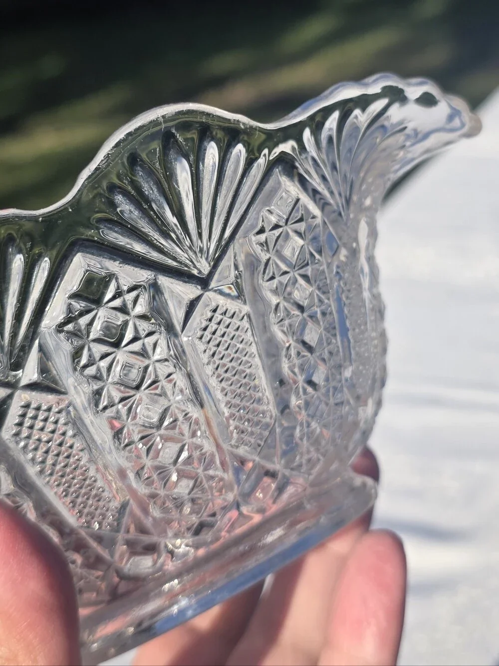 Antique EAPG US Glass Panama Berry Fruit Bowl Ruffled Clear 1904 Pristine
